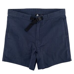 Bearded Goat Men's Size Small Chino Shorts Navy Blue Belted Outdoors Hiking Gorp